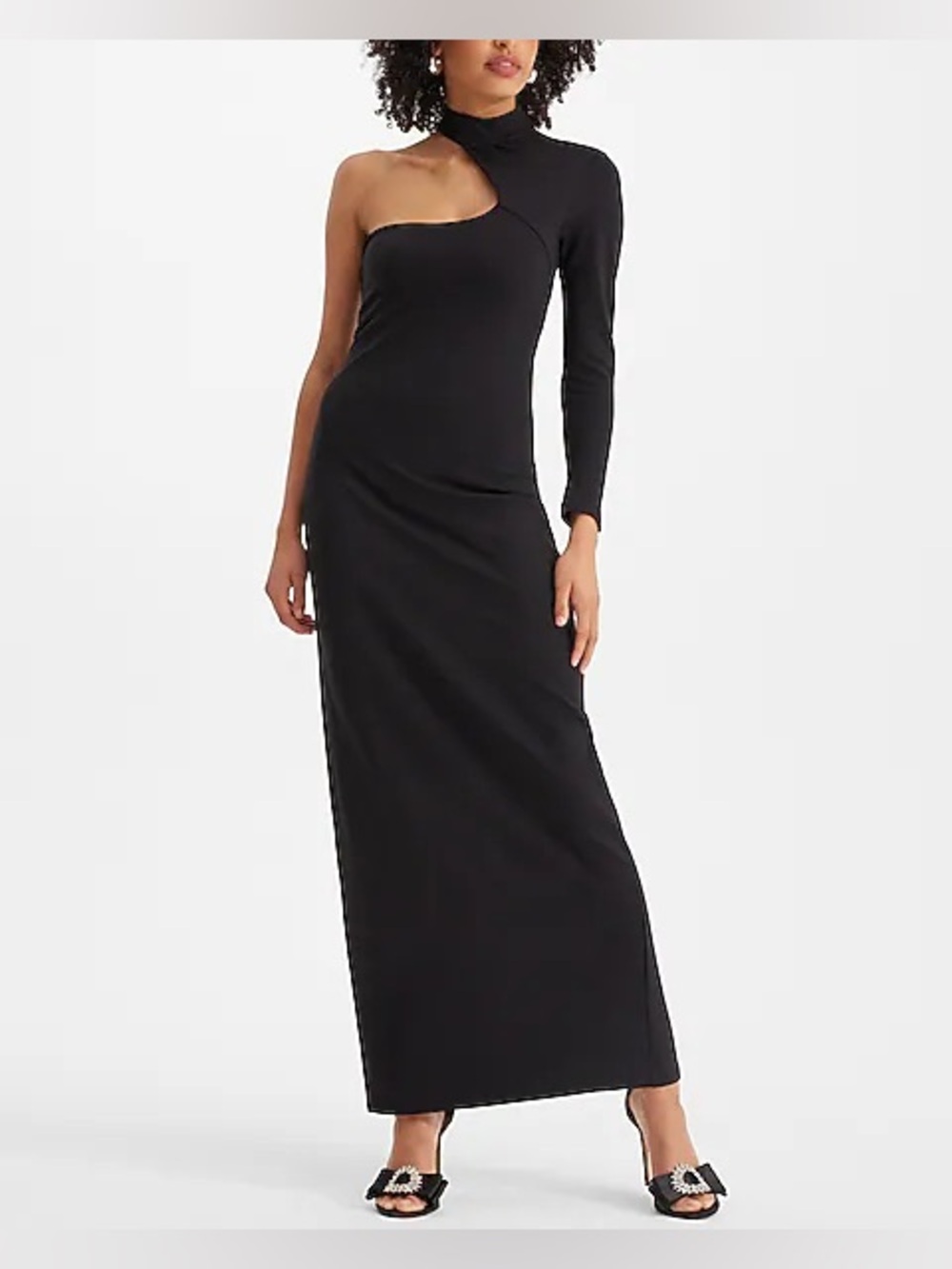 NWT Asymmetrical Mock Neck One Shoulder Maxi Sheath Dress